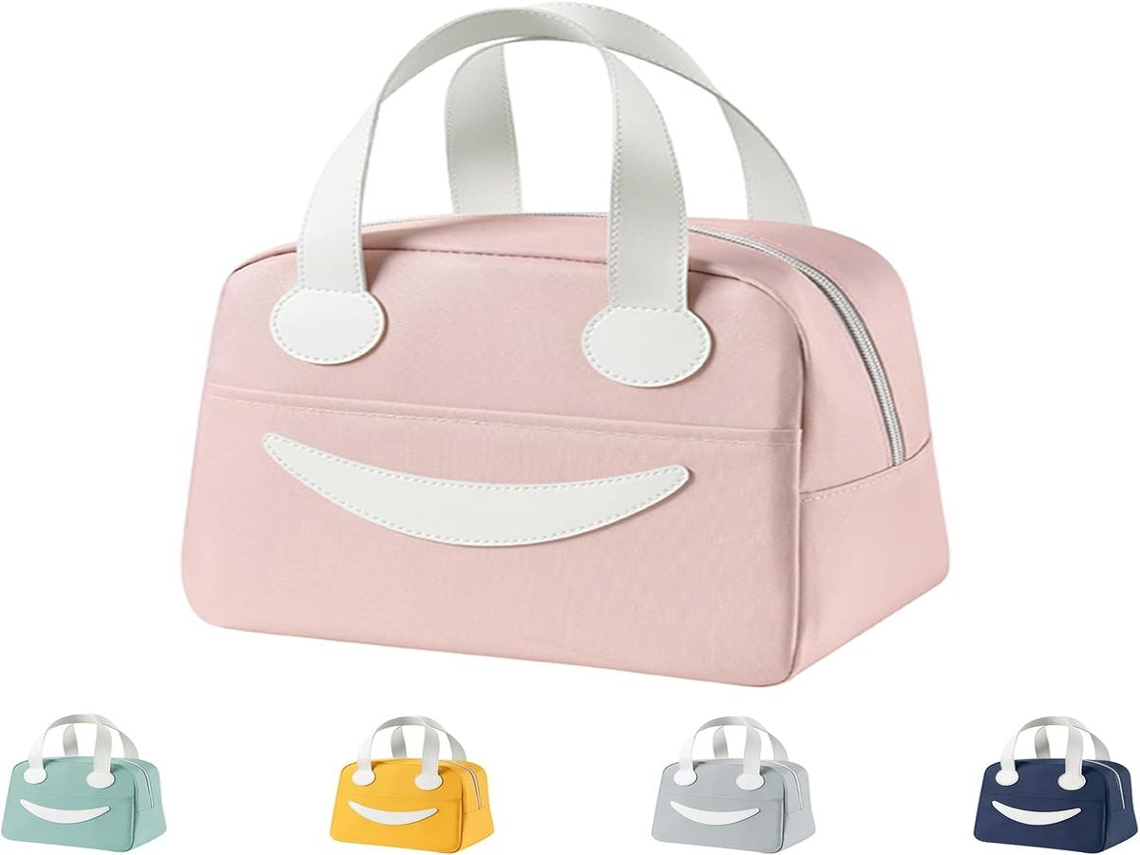 Lurelia Saco Térmico Para Lancheira, Em Tecido Oxford, Fácil De Limpar, Grande Capacidade, Com Alça, Cor Rosa, Para Escola E Trabalho