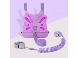 Arnês De Passeio Crianças Com Fecho De Segurança, Corrente Anti-perda Para O Pulso, Para Viagens E Eventos Públicos1.5m Borboleta Roxa Hexinyigjly