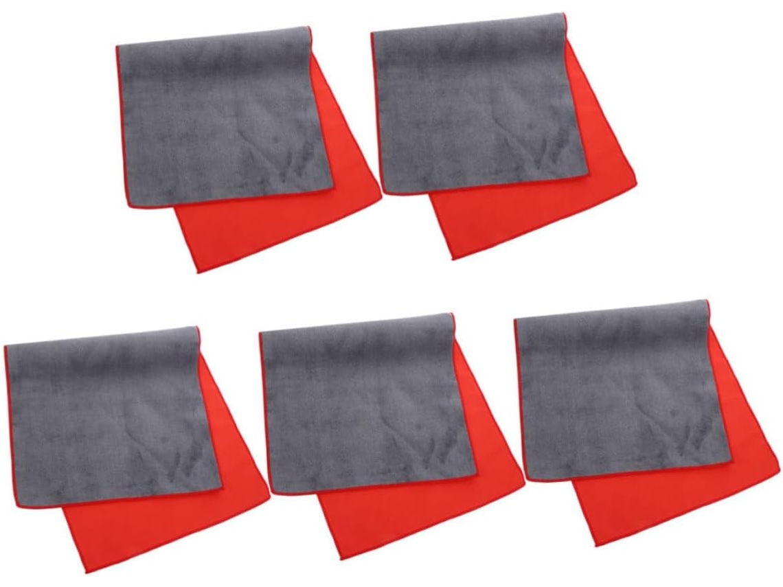 Conjunto De 5 Toalhas Microfibra Reutilizáveis E Absorventes Para Secagem Carros, Nas Cores Camurça Cinza Vermelha, Vayotoy