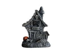 Decoração de Casa Assombrada com Caveira Brilhante de Halloween Casa Pequena Assombrada de Abóbora com Luz Fantasmagórica e Horror