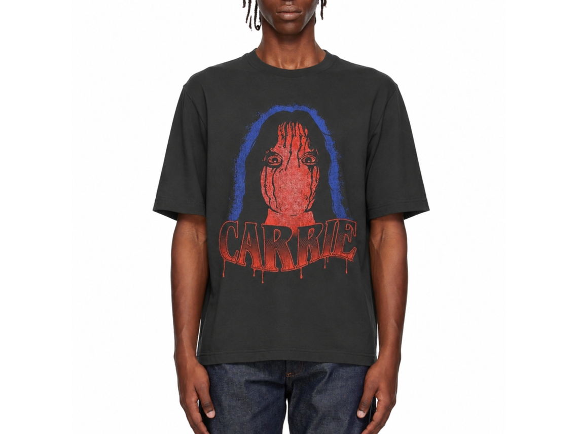 Rockinstone Carrie Movie Face Carrie Solid Smoke Adult T-shirt Size:l