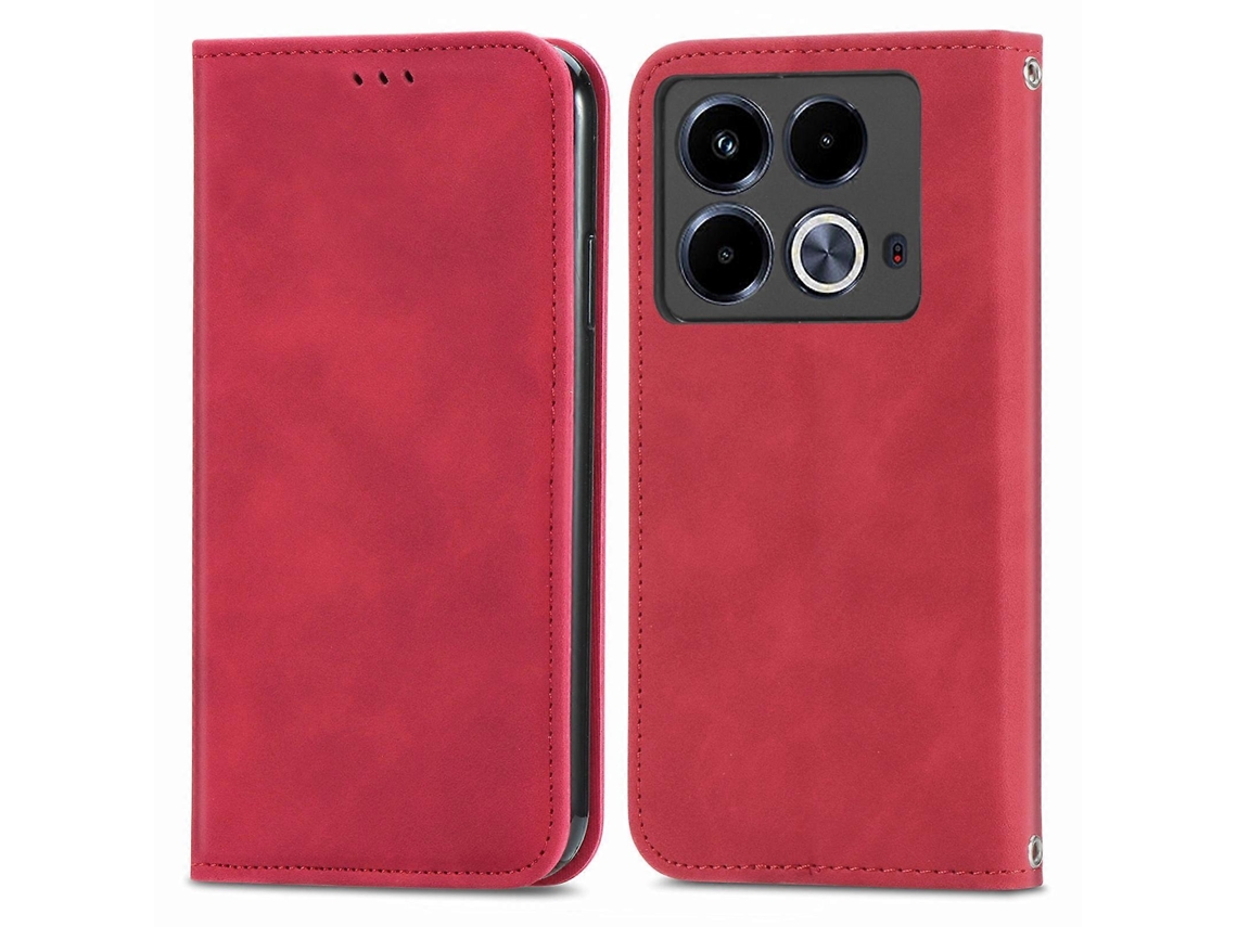 Capa De Celular Flip Magnética Em Couro Sintético Com Toque Retrô Para Infinix Note 40