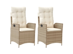 Reclining Garden Chair, Reclining Garden Chairs Vidaxl Bege Rattan / Vime (n/a)