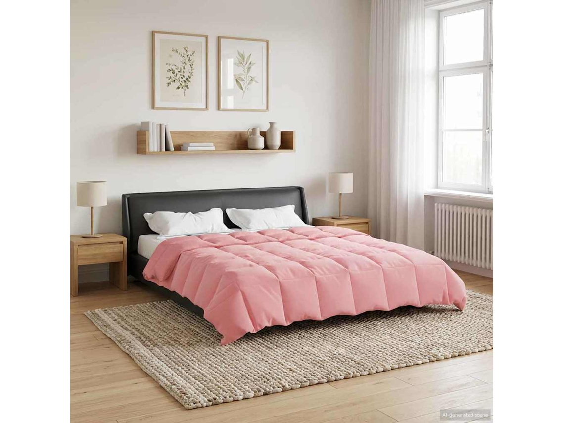 Vidaxl Edredom De Verão Simples 220 X 260 Cm Verão Rosa Respirável
