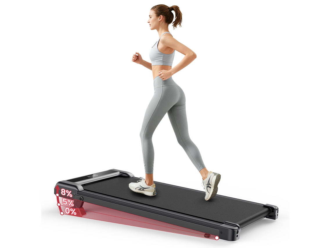 Passadeira de Corrida RACINGREAT Z3a, 3.0hp Motor Silencioso, 10 Km/h, 8° Inclinação, com Controlo Remoto, Até 130kg, Preto