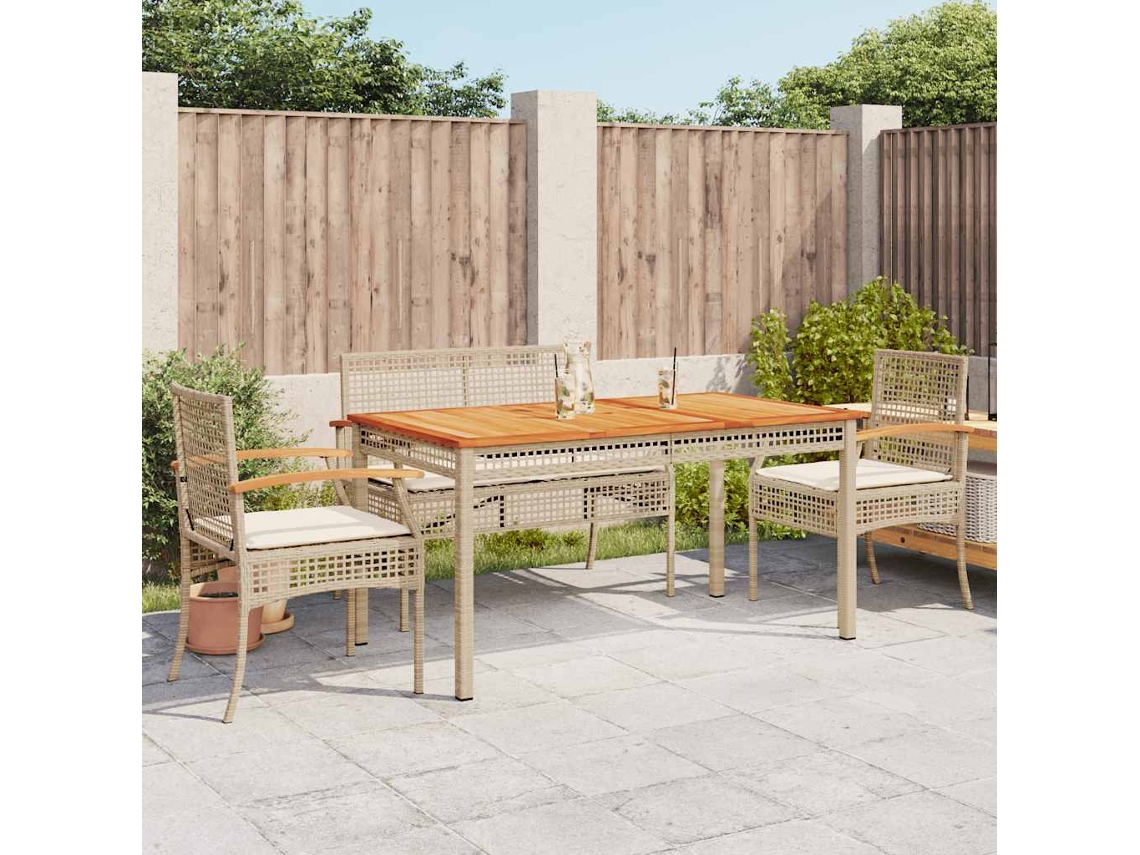 Vidaxl 5 Pcs Conjunto De Jantar P/ Jardim Com Almofadões Vime Pe Bege