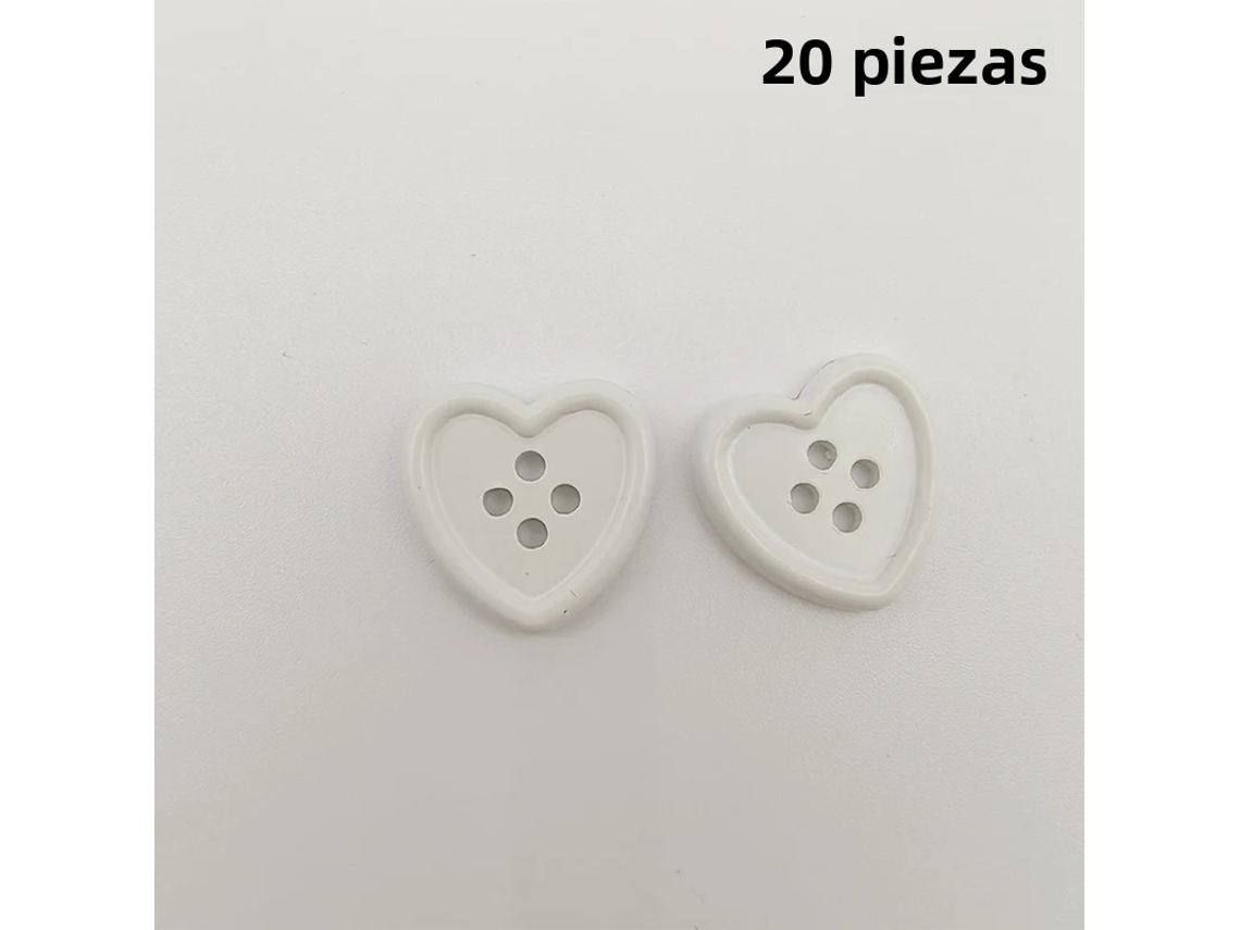 20 Botões de Costura em Formato de Coração, Adequados para Costura, Acessórios de Vestuário Diy, Artesanato Decorativo, Etc. MDUG (branco)