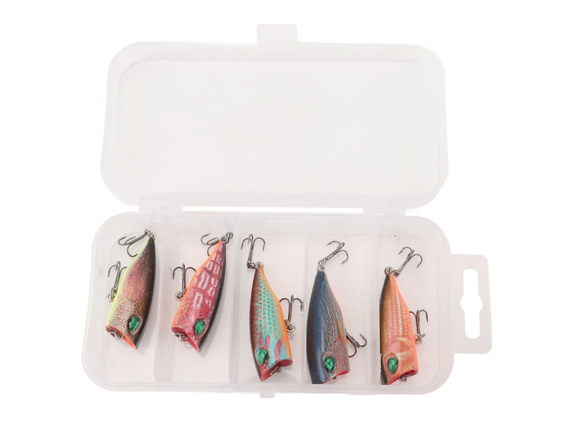 Iscas de Pesca Popper com Gancho para Água Doce e Salgada