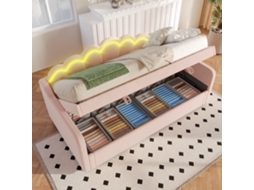 Sofá cama Rosa 90x200 Led Hidráulica Juvenil