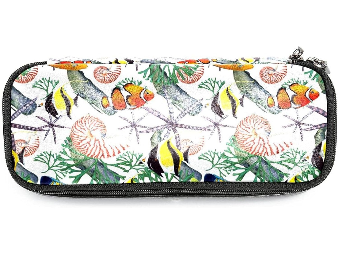Estojo Lápis Com Estampa De Peixes Tropicais Em Aquarela, Grande Capacidade, Marcadores, Organizador Escolar