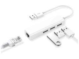 Hub Com 3 Portas USB 2.0 Adaptador RJ45 Lan Ethernet Yizhood Branco