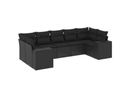 Conjunto de 7 Sofás para Jardim com Almofadões Vime Pe Preto MAISON EXCLUSIVE (7 pcs)