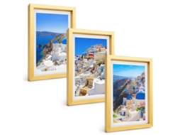 Composição De Quadros Arquitetura Paisagística Oia Santorini Espelharte (3 Peças 20x30 Cm)