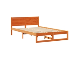 Conjunto 1 Estrutura De Cama Moderna Vidaxl Castanho Madeira De Pinho Maciça (135 X 190 Cm)