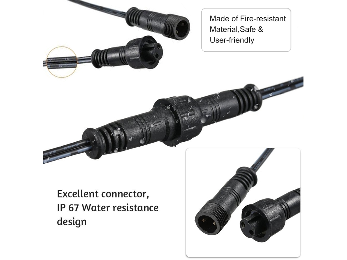 Cabo de extensão 5pcs, 1m, IP67, para luzes de deck, solar e jardim LAXISCREED