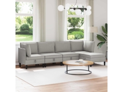 Vidaxl Conjunto De Móveis Para Sala De Estar 5 Pcs Cinzento-claro