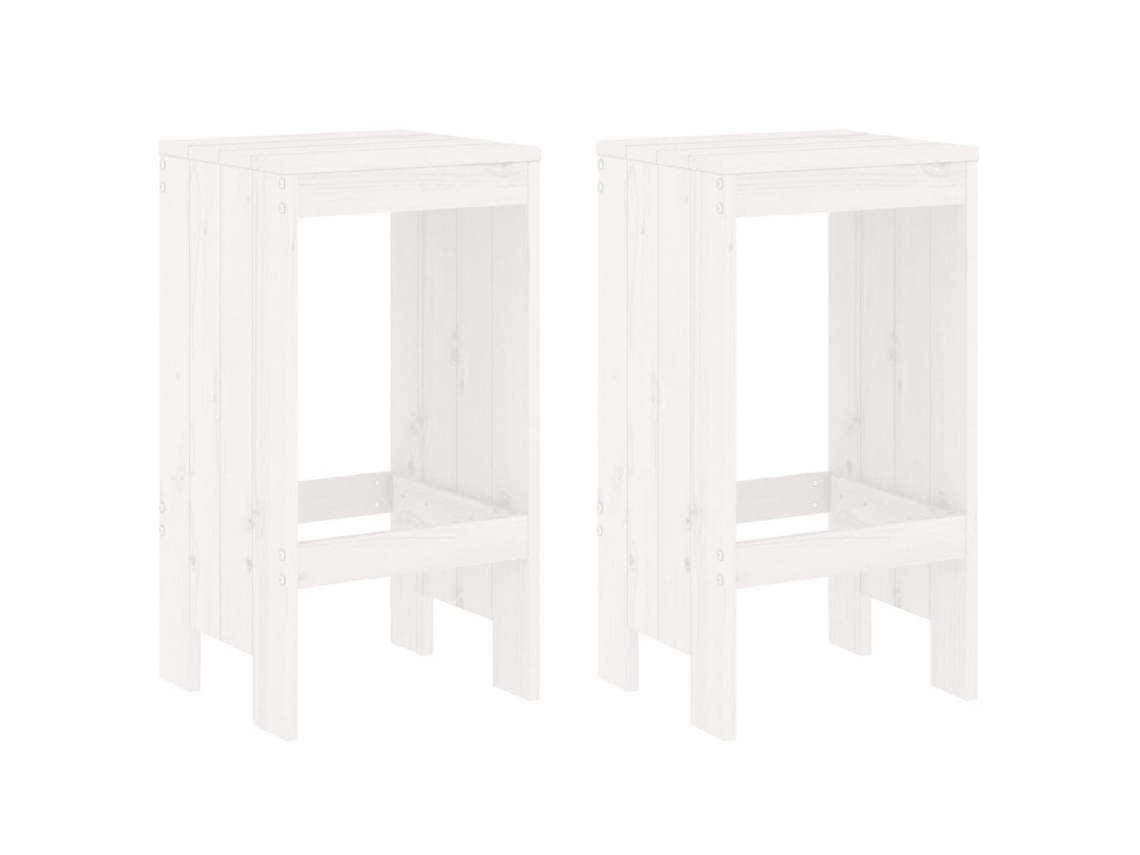 Conjunto de Bancos de Bar 2 Peças Madeira de Pinho Maciça Branco MAISON EXCLUSIVE (40x36x75 cm)