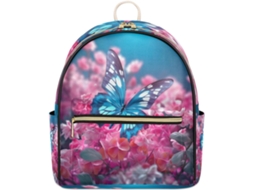 Mochila de Couro Feminina e Infantil Tropicallife Estampa de Borboletas Ideal para Escola e Viagens Casu