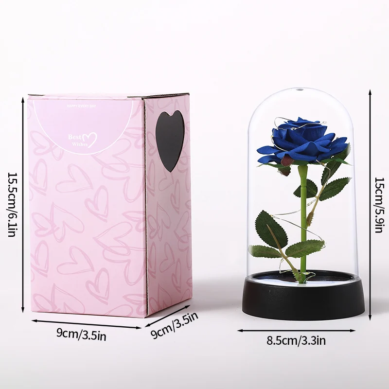 Flor Eterna Preservada, Presente Luminoso Em Vidro Com Luz Led.