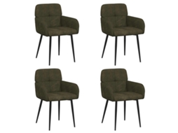 Vidaxl Cadeiras De Jantar 4 Pcs Couro Suede Sintético Verde Exército