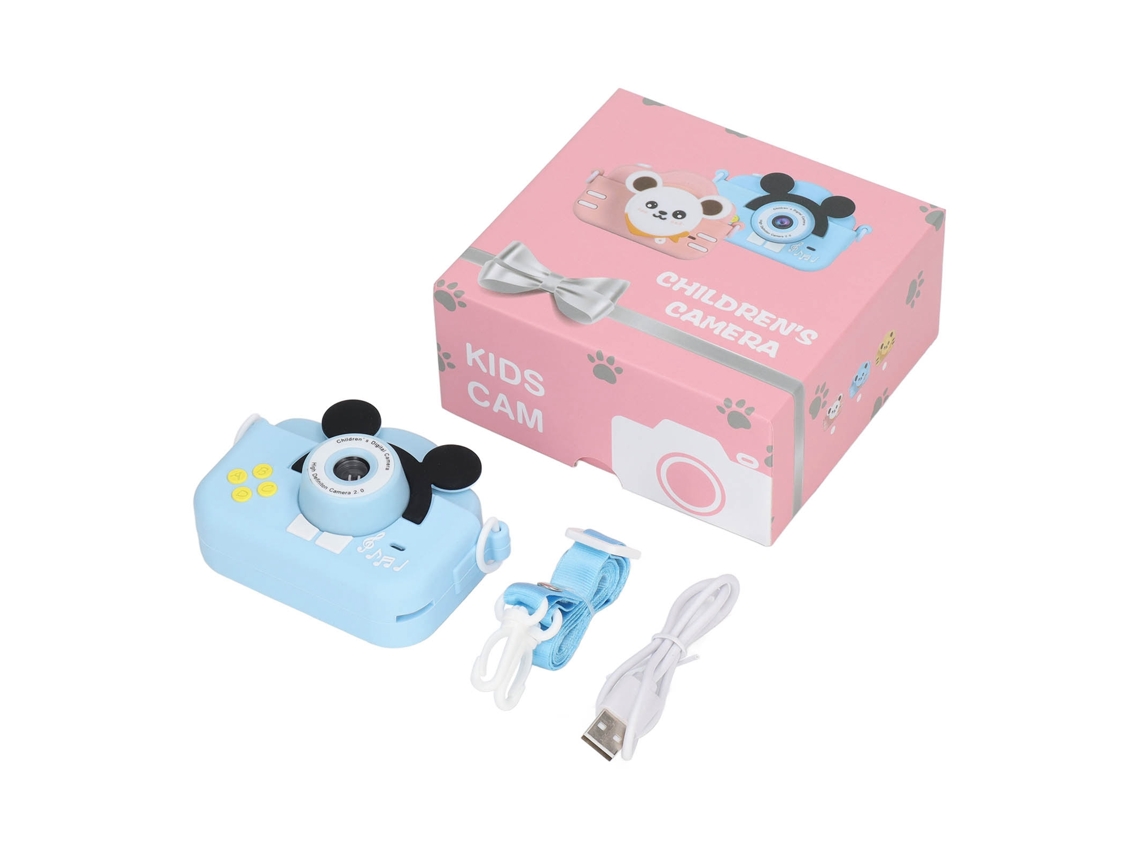 Câmera Digital Para Crianças Azul Mini Cute Cartoon Hd Gravadora De Vídeo Com Cordão