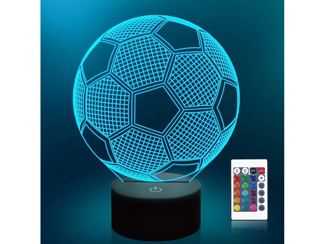 Lâmpada De Noite Futebol 3d Ilusão Para Crianças 16 Led Mudança De Cor Presente Aniversário Natal