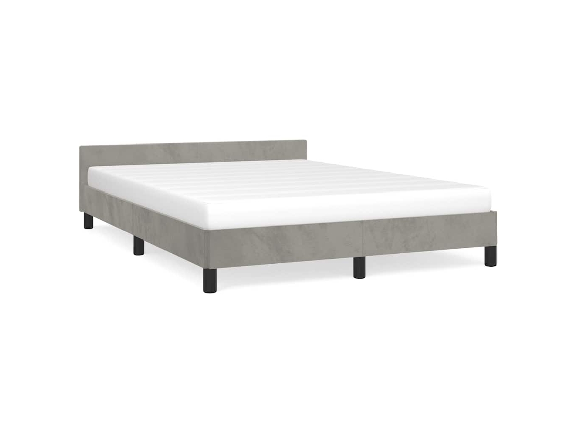 Bed Frame With Headboard, Bed Frames With Headboard Vidaxl Cinzeto Veludo (140 X 190 Cm)
