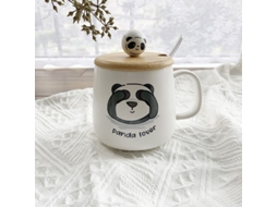 2026 taza de Cerámica Panda Lindo Con Tapa Y Cuchara Taza de Desayuno Diseño 3d 400ml