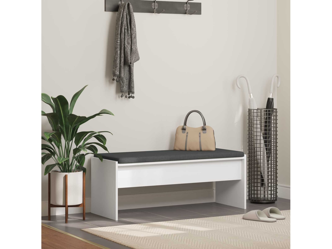Vidaxl Banco De Hall Com Almofada Branco 103 X 38 X 40 Cm