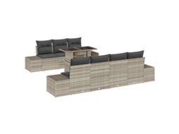 Conjunto 8 Móveis De Jardim Vidaxl Cinzento-claro Vime Pe (100 X 55 X 73 Cm)