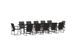 Conjunto 13 Conjunto De Móveis Para Exterior Vidaxl Preto Aço (330 X 107 X 72 Cm)