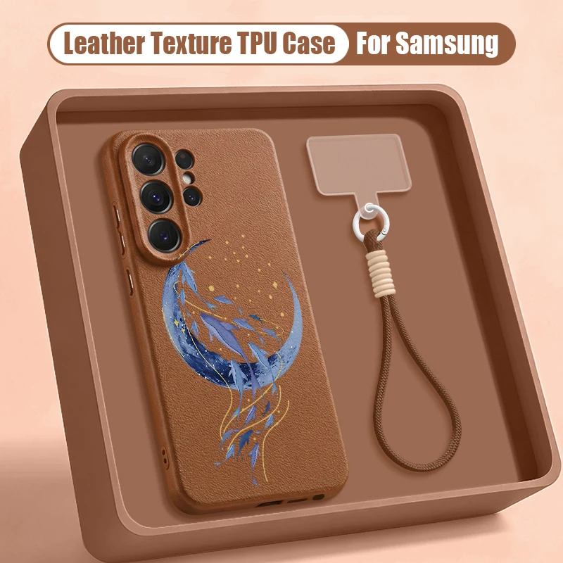 Capa Para Celular Galaxy S24 Com Cordão E Estampa De Água-viva (marrom).