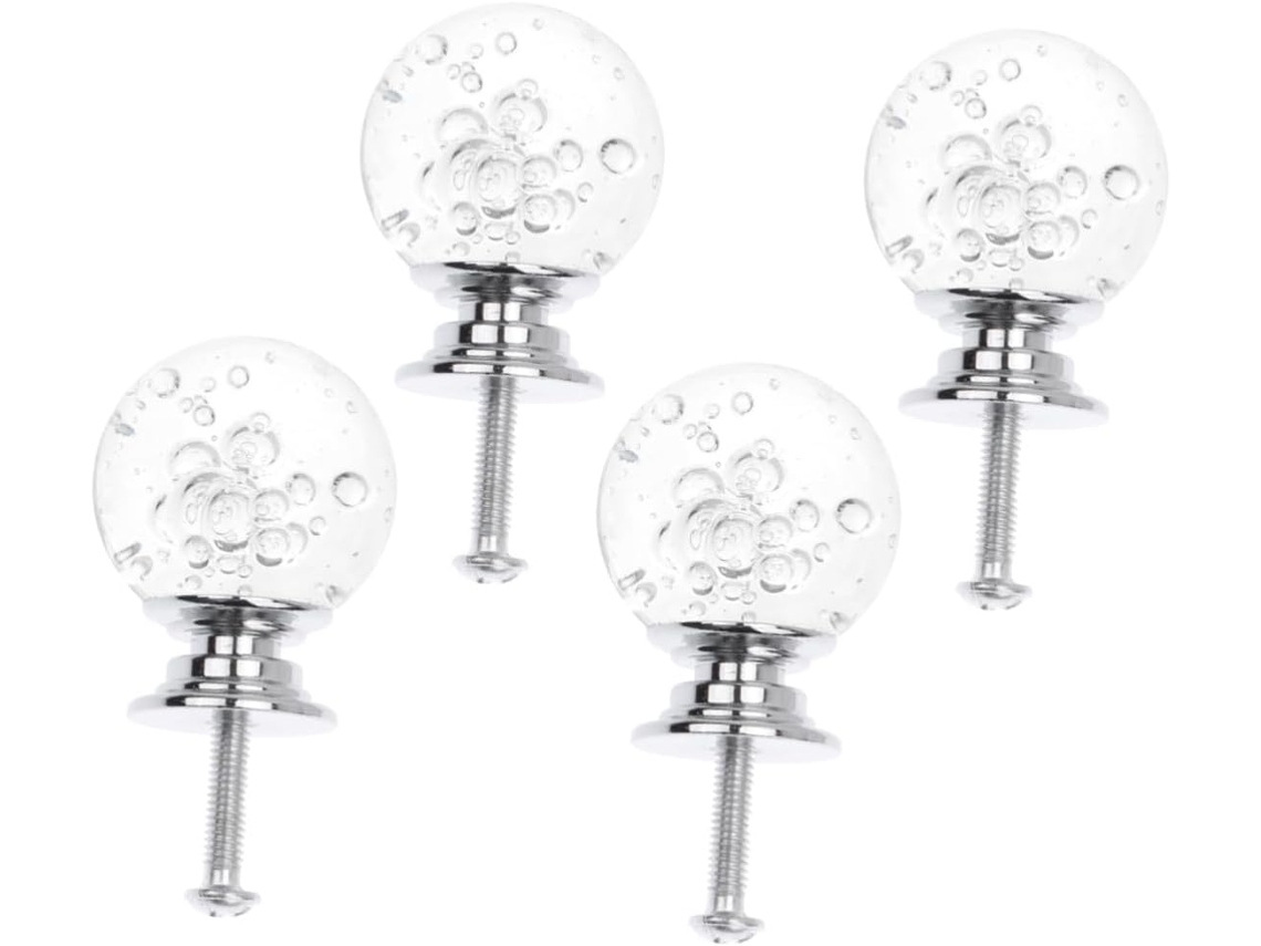 Conjunto De 4 Puxadores Housoutil Com Base Em Formato Bola Bolha, Para Gavetas, Armários E Portas, Com Furo Único E
