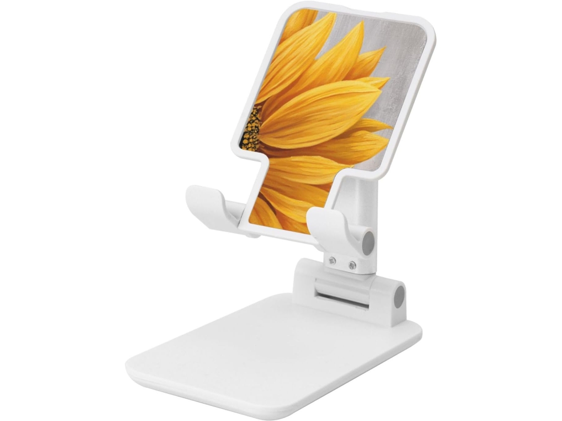 Suporte Dobrável Para Celular Com Design Botânico De Girassol E Pétalas Douradas, Ângulo Ajustável, Altura Para Mesa
