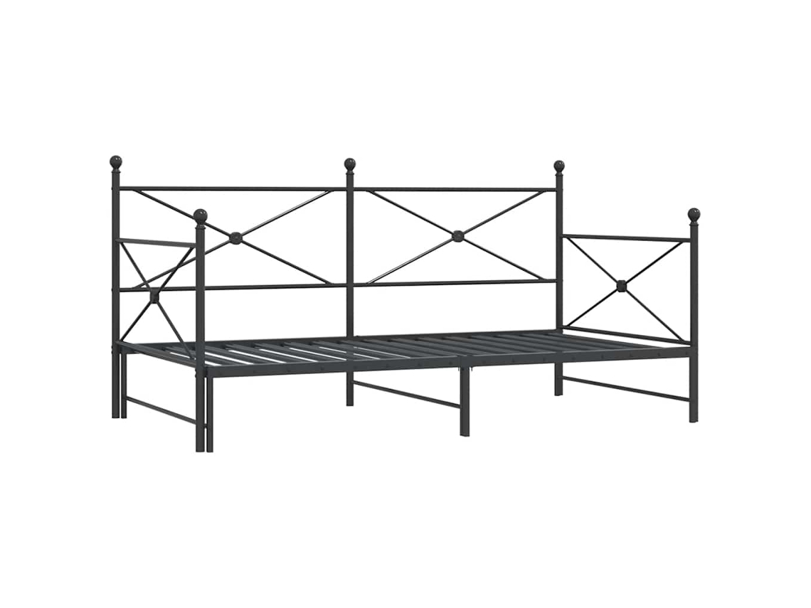 Cama de Dia com Gavetão Aço Preto MAISON EXCLUSIVE Sem Colchão 100x200 cm