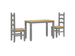 Conjunto 3 de jantar VIDAXL Cinzeto Madeira de pinho
