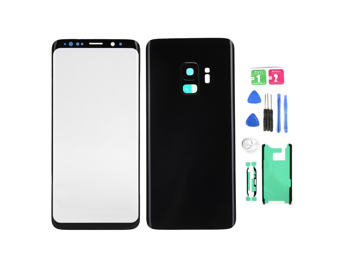 Kit de Reemplazo para El Cristal Frontal Y La Cubierta Trasera de La Pantalla Del Samsung S9 G960 (negro)