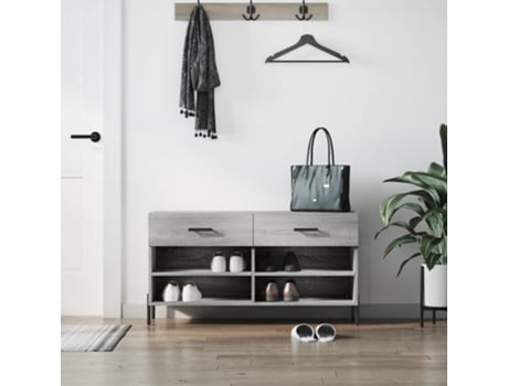Banco Sapateira 102X35X55 Cm Derivados Madeira Cinzento Sonoma VIDAXL