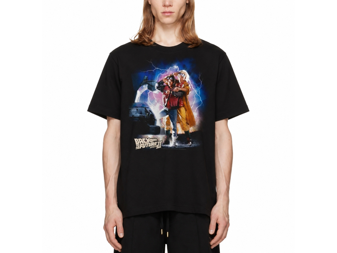 Rockinstone Back To The Future Movie Mcfly Doc Car Lightning Black Adult T-shirt Size:s