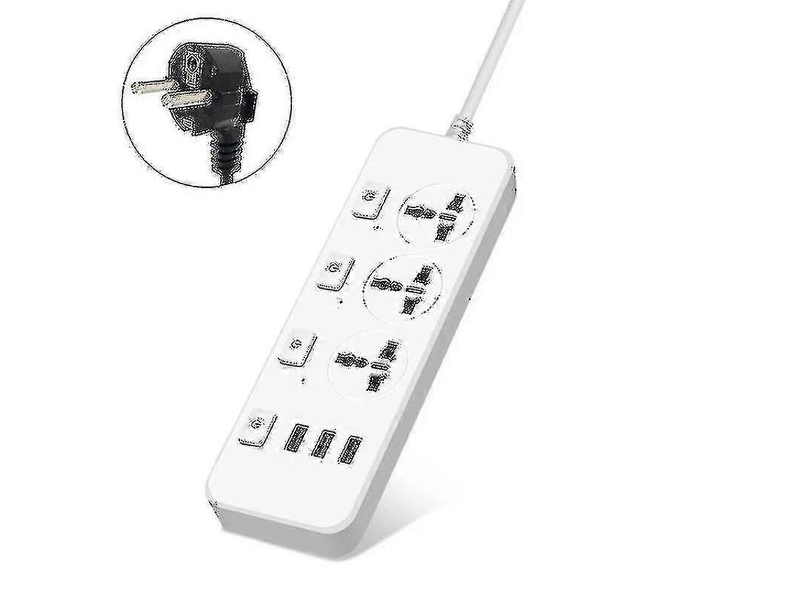 Régua De Energia Com Proteção Contra Surtos, 5v 2.1a, 3 Tomadas E Portas Usb, Compatível Com Padrões Eua/reino Unido/ue. Olysi Shop