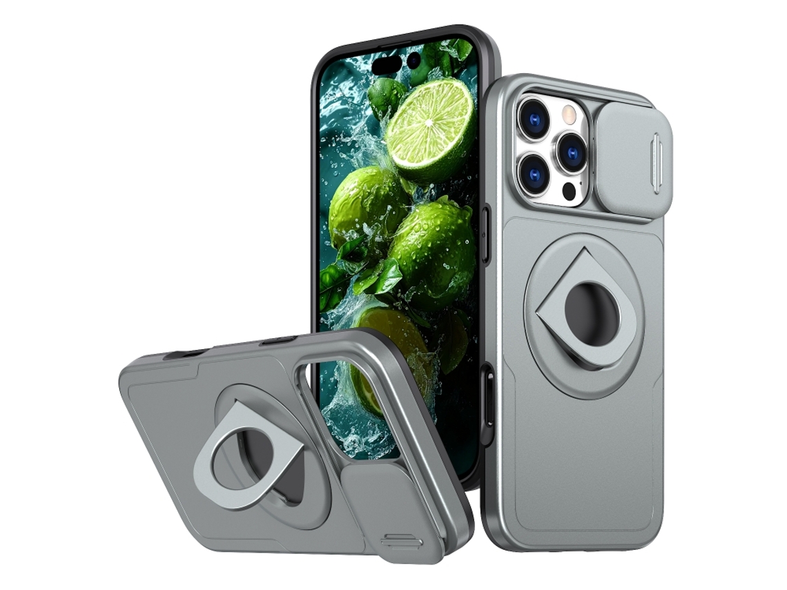 Capa Zruxe Compativel Com Iphone 16 Pro (camshield - Magsafe - Ring Holder - Armor - Cinza Titanio)