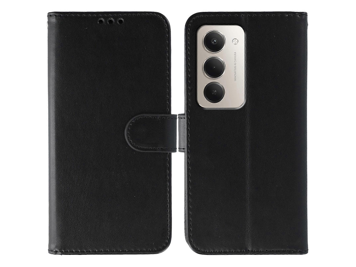 Capa Tipo Carteira De Couro Pu Tkdaddy Para Xiaomi Redmi 15 5g Com Alça Preta