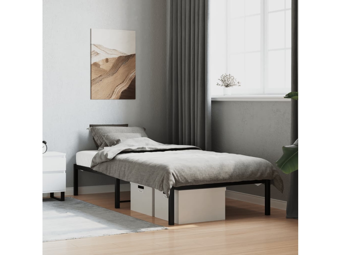 Vidaxl Estrutura De Cama 90x200 Cm Metal Preto