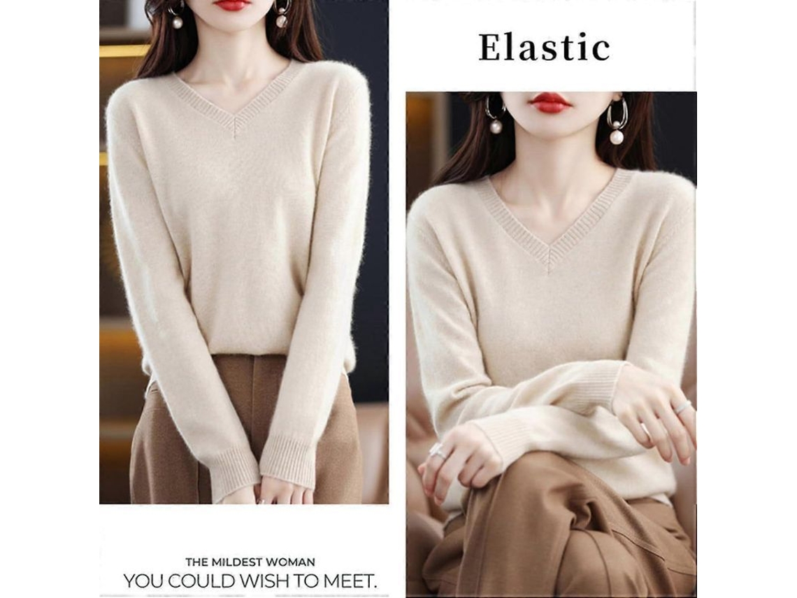 Suéter De Cashmere De Qualidade Superior: Materiais Delicados, Design Fashion E Manutenção Fácil Bege