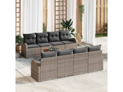 Vidaxl Conjunto De Sofá De Jardim 9 Unid. Cinzeto Vime Pe