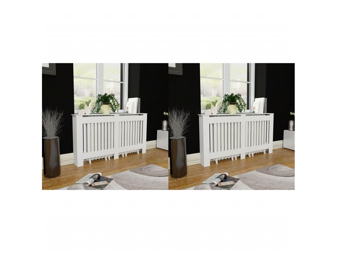 Vidaxl Coberturas De Radiador 2 Pcs Derivados Madeira 152 Cm Branco