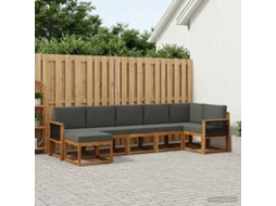 Vidaxl Conjunto De Sofás Para Exterior 7 Unid. Natural E Antracite
