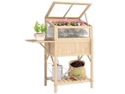 Horta em Pé com Estufa, Mesa Lateral e Prateleira Madeira 104x50x120cm | S/MARCA