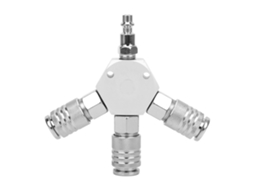 Conector pneumático de 3 vias com 3 acopladores e plugue NPT de 1/4".