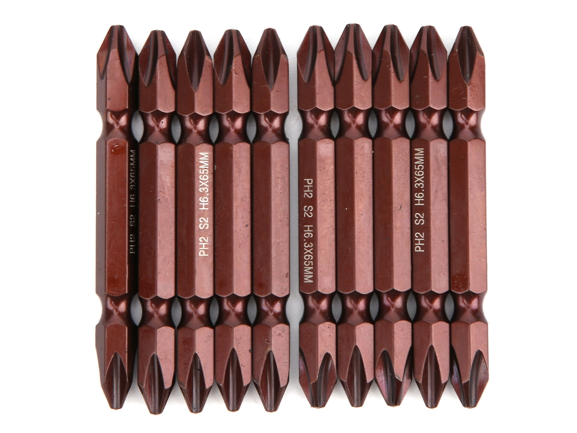 10 Peças Broca De Parafuso Biponta S2 Magnética H6.3x65mm Ph2 Ferramenta Manual Peças De Hardware